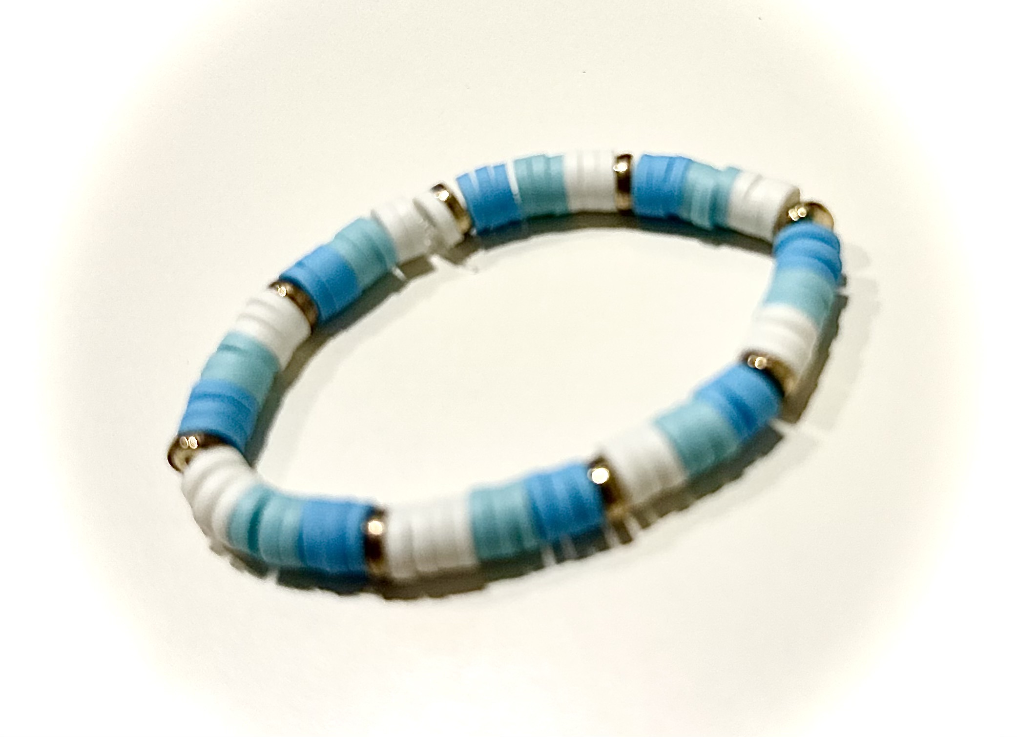 By the Sea bracelet with blue and white beads